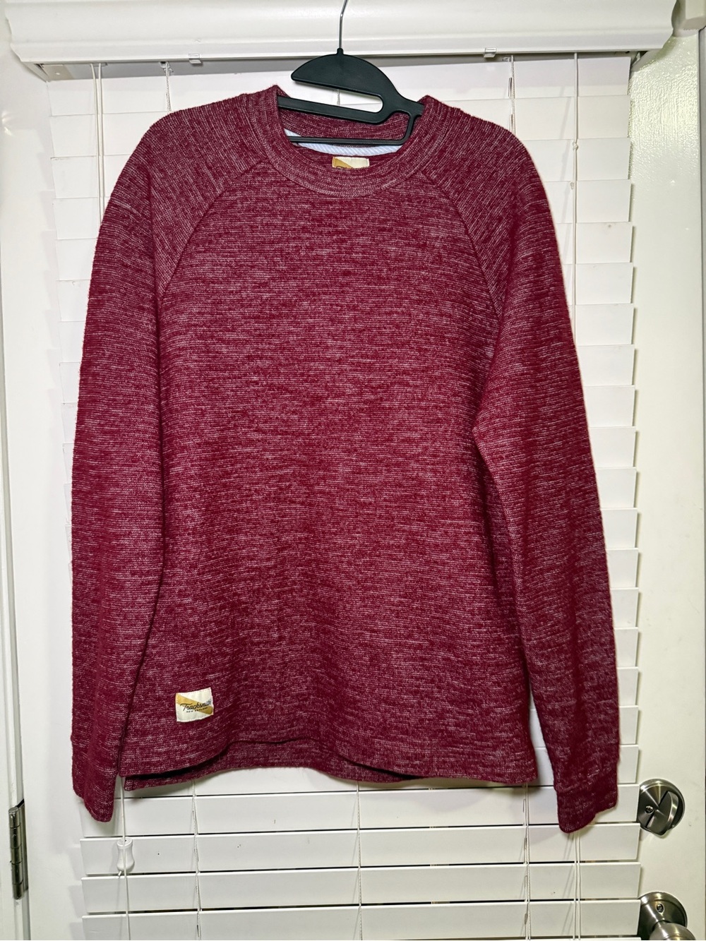 Tracksmith Downeaster Men's Marled Burgundy Crewneck Merino Wool Blend Medium